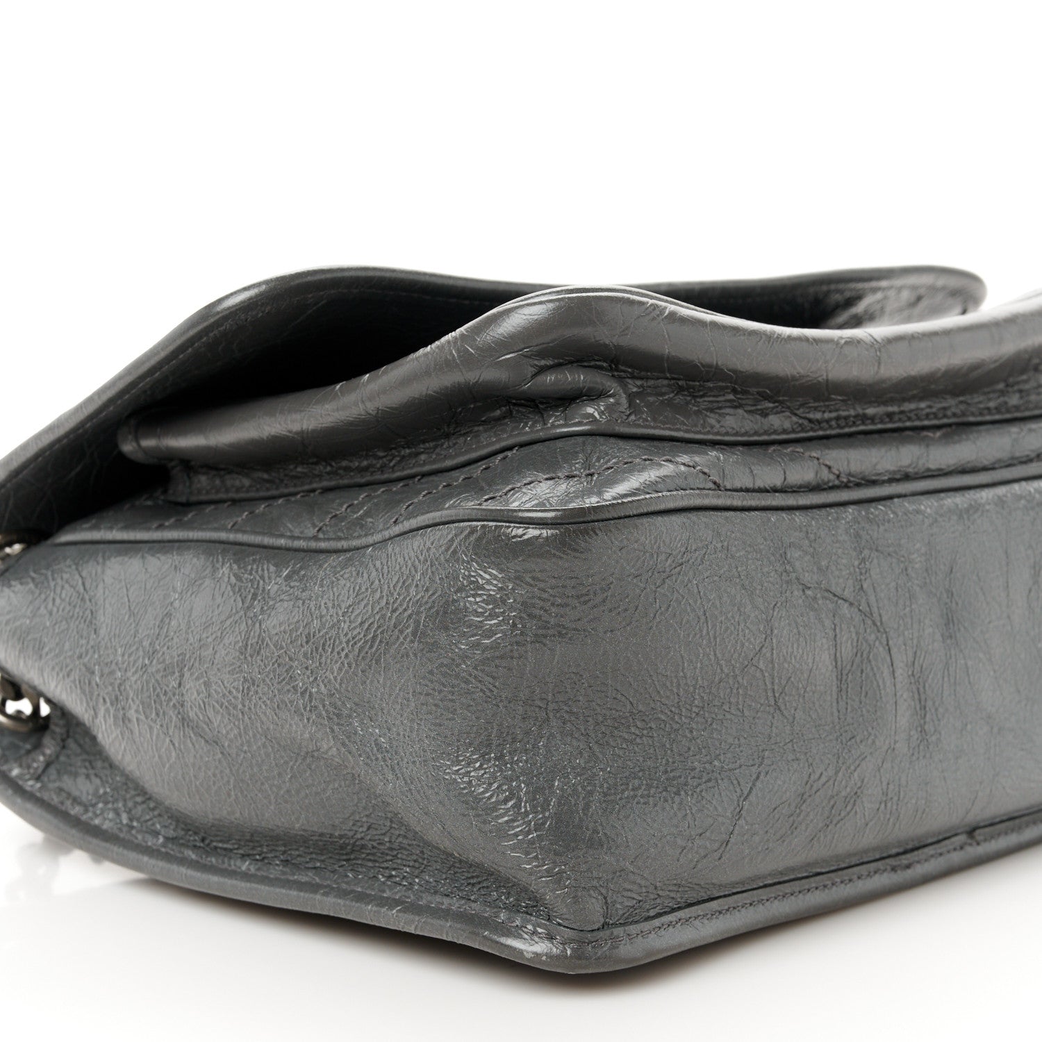 Saint Laurent Crinkled Calfskin Matelasse Monogram Medium Niki Chain Satchel Storm 10 of 12
