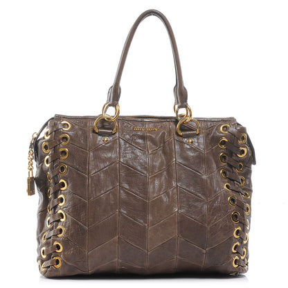 Miu Miu Nappa Chevron Grommet Tote 1 of 9