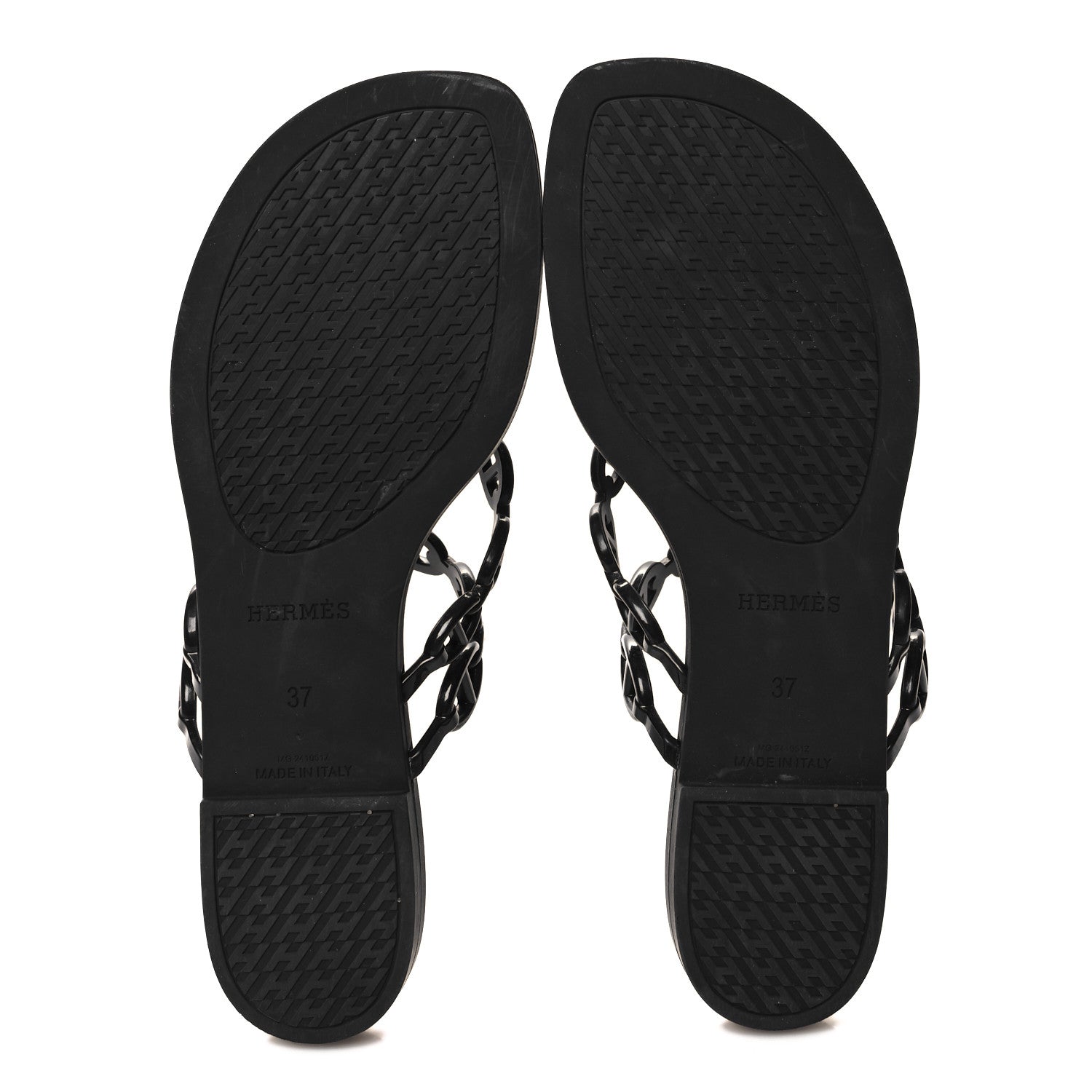 Hermes Rubber Chaine d'Ancre Island Sandals 37 Black 5 of 9