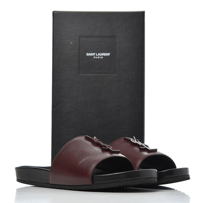 Saint Laurent Lambskin Joan Slide Sandals size 39 in Burgundy 20 of 20