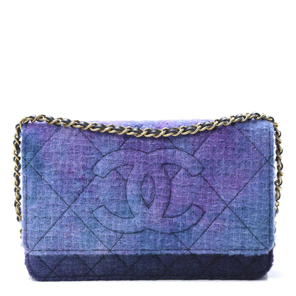 Chanel Tweed Quilted CC Wallet On Chain WOC Purple 1 of 13