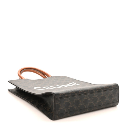 Celine Triomphe Canvas Calfskin Small Vertical Cabas Tan 4 of 9