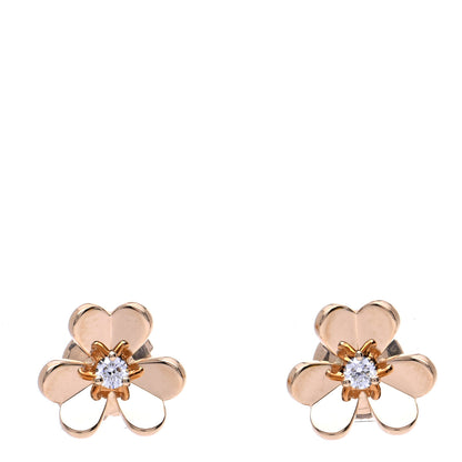 Van Cleef & Arpels 18K Yellow Gold Diamond Mini Frivole Earrings 1 of 8