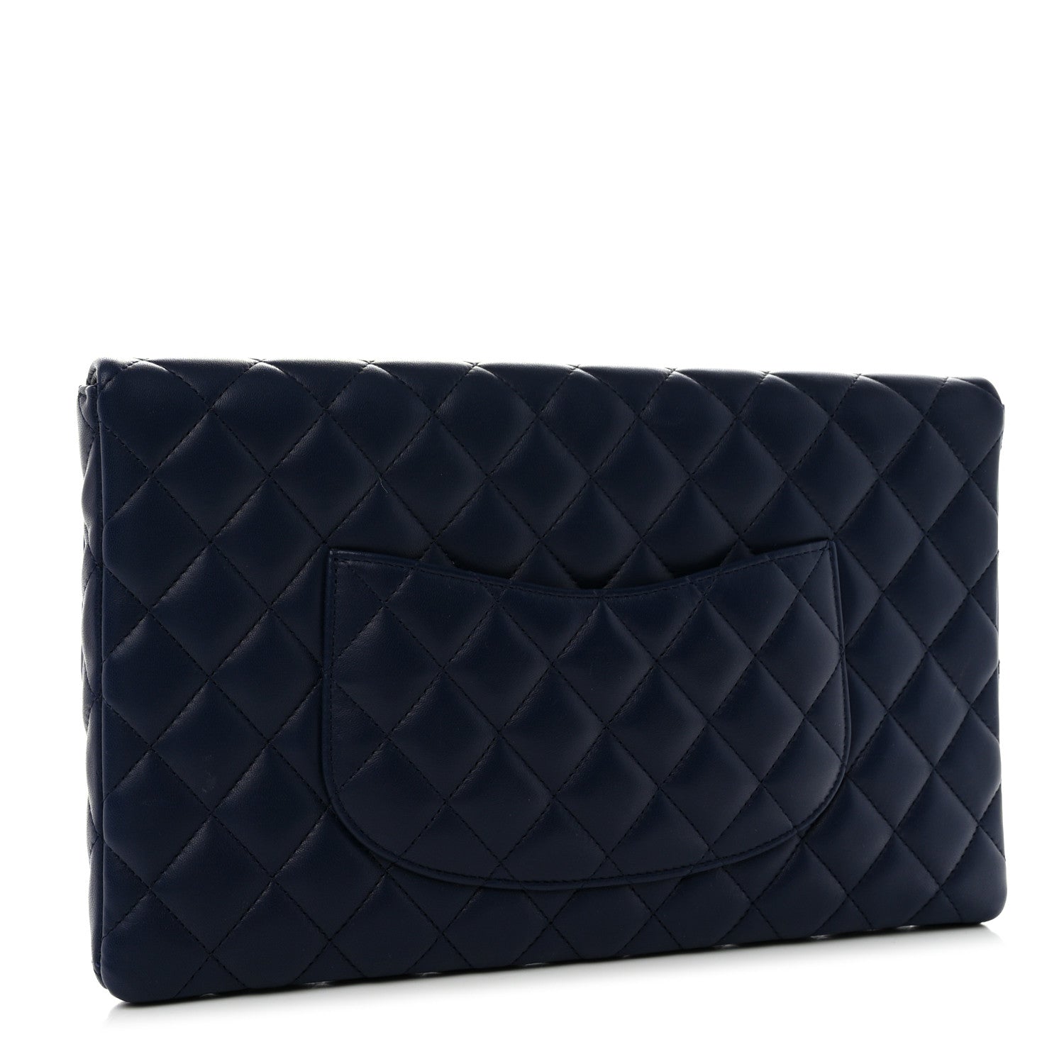Chanel Lambskin Quilted Clutch Flap Blue 3 of 8