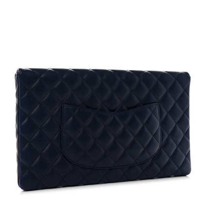 Chanel Lambskin Quilted Clutch Flap Blue 3 of 8