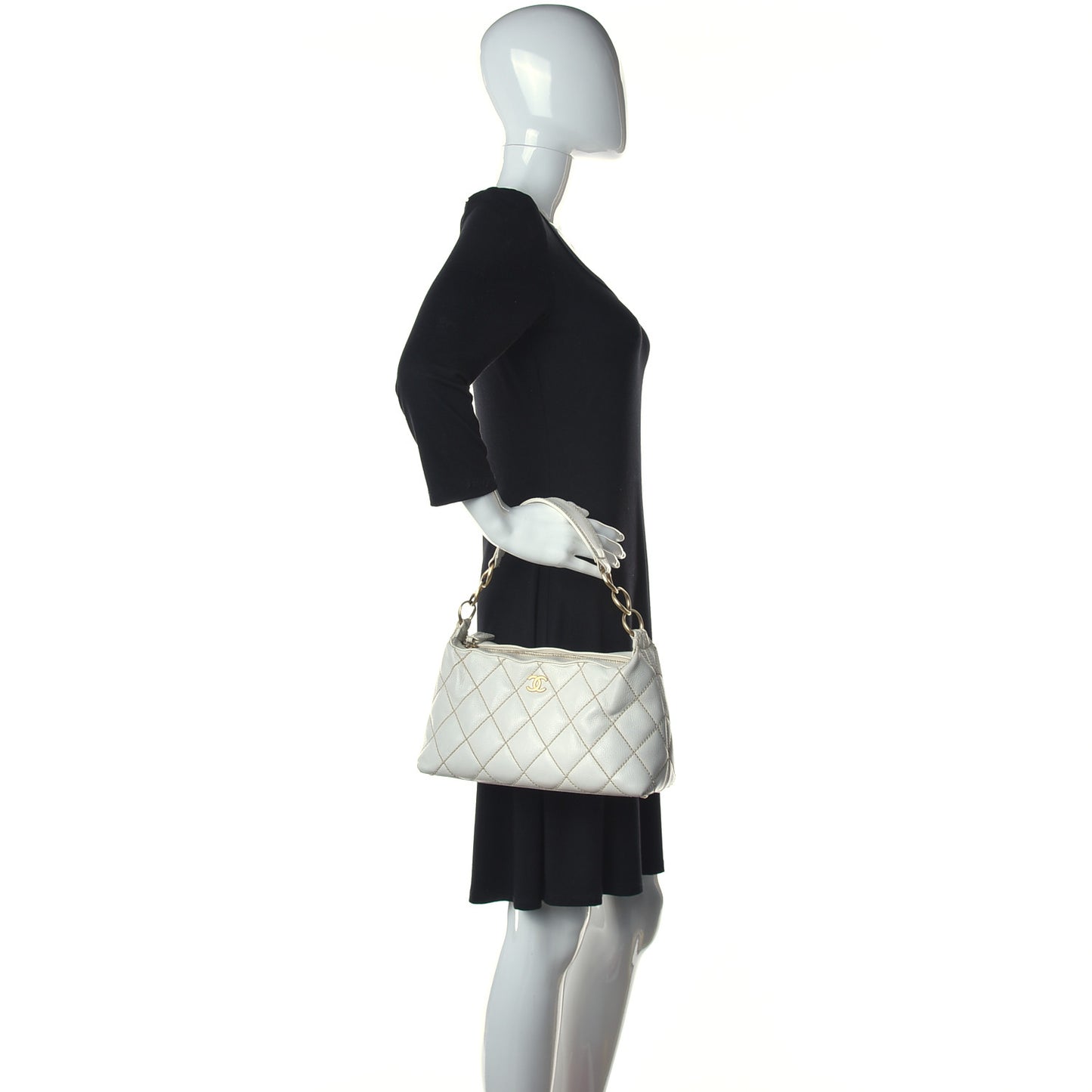 Calfskin Wild Stitch Surpique Hobo Ivory