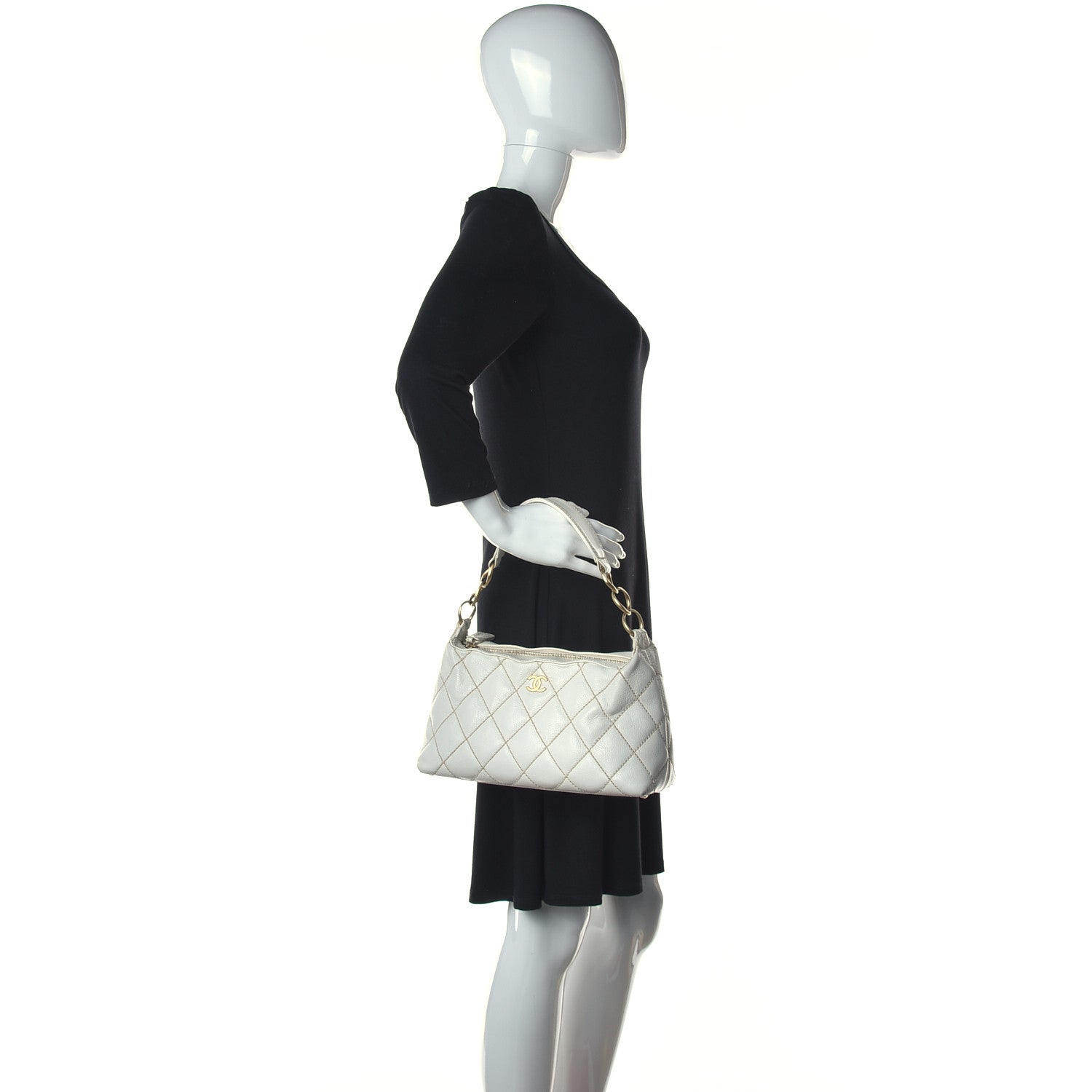 Chanel Calfskin Wild Stitch Surpique Hobo Ivory 2 of 13