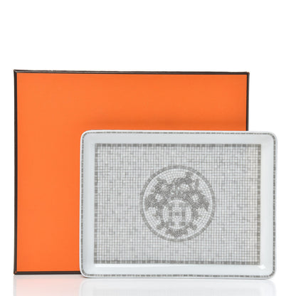 Hermes Porcelain Mosaique Au 24 Sushi Plate Platine 6 of 6