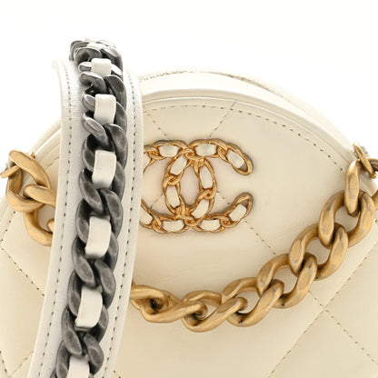 Chanel Lambskin Quilted Chanel 19 Round Clutch With Chain White 8 of 14