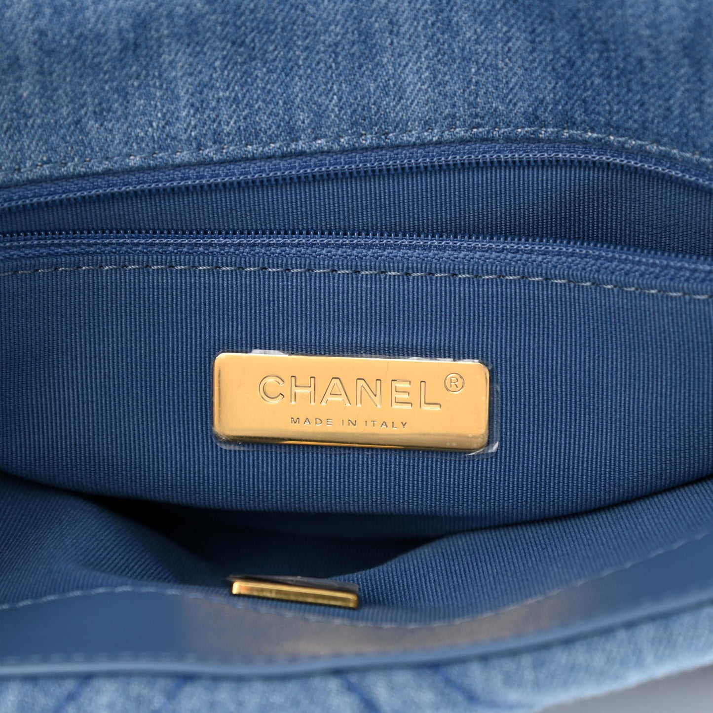 Denim Quilted Medium Chanel 19 Flap Blue