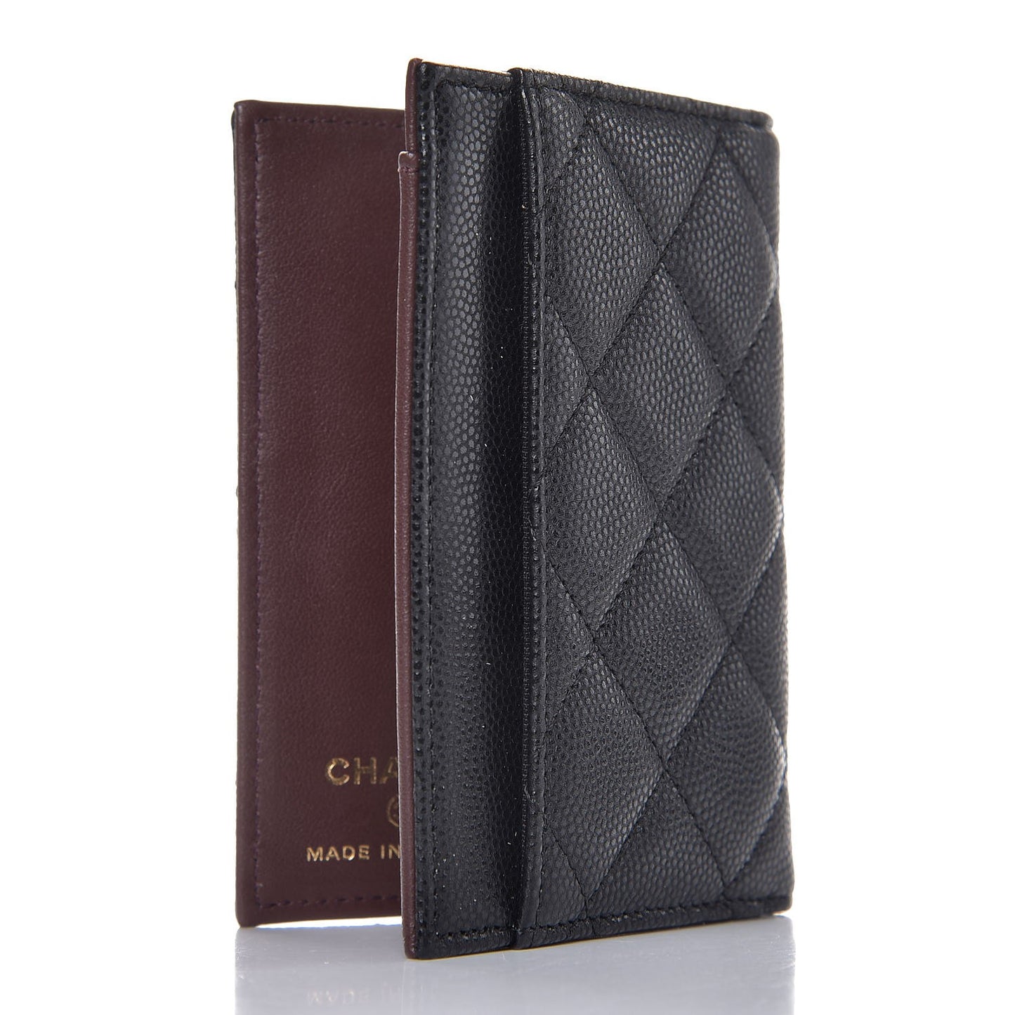 Caviar Quilted Card Holder Wallet Black