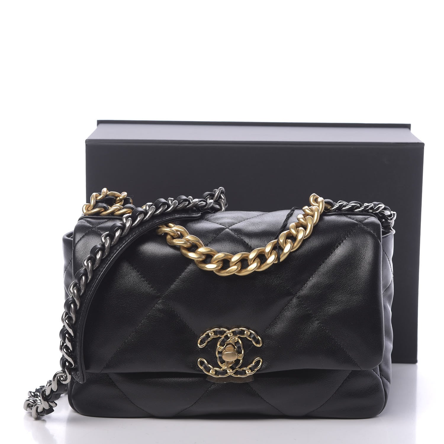 Chanel Lambskin Quilted Medium 19 Flap Black 11 of 11