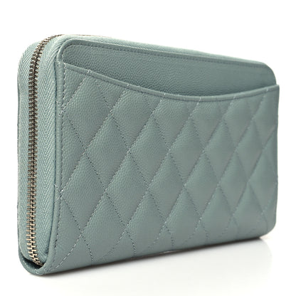 Chanel Caviar Quilted Large Gusset Zip Around Wallet Light Blue 3 of 10