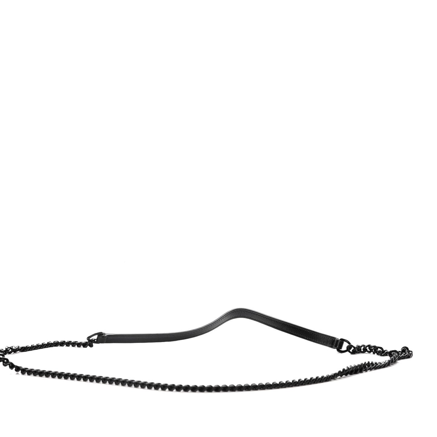 Grain De Poudre Matelasse Chevron Monogram Envelope Chain Wallet Black