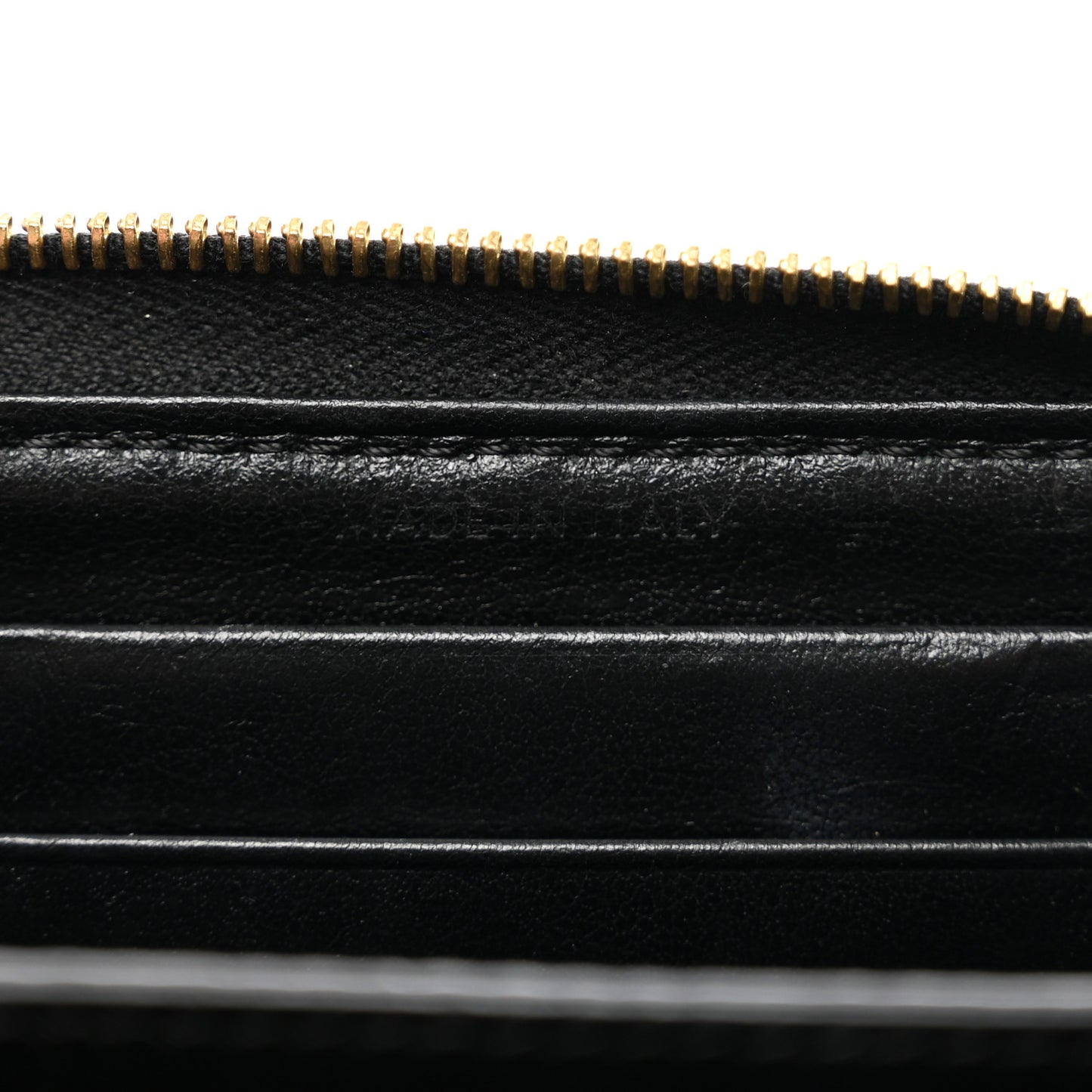 Lambskin Quilted C Charm Zip Around Wallet Black