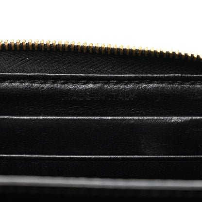 Celine Lambskin Quilted C Charm Zip Around Wallet Black 7 of 8
