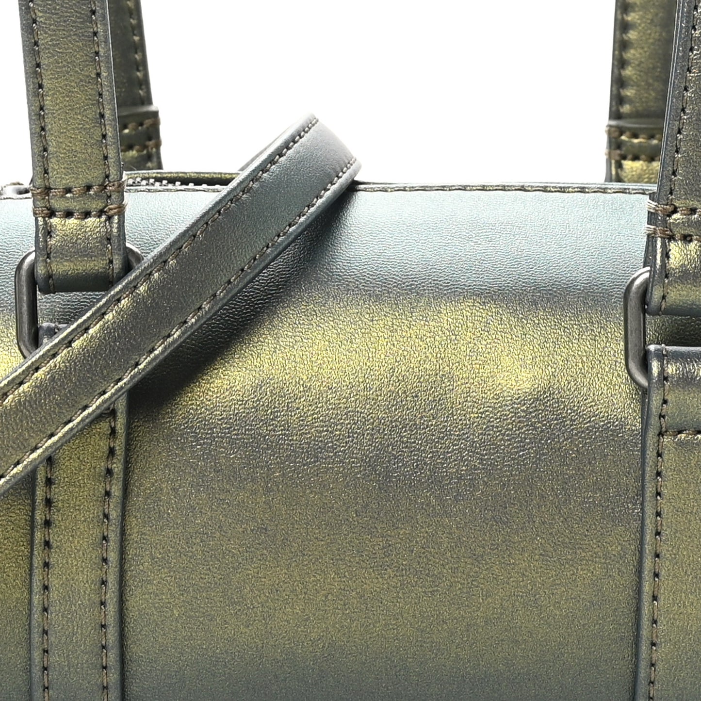 Metallic Vegan Leather Small Duffle Acid