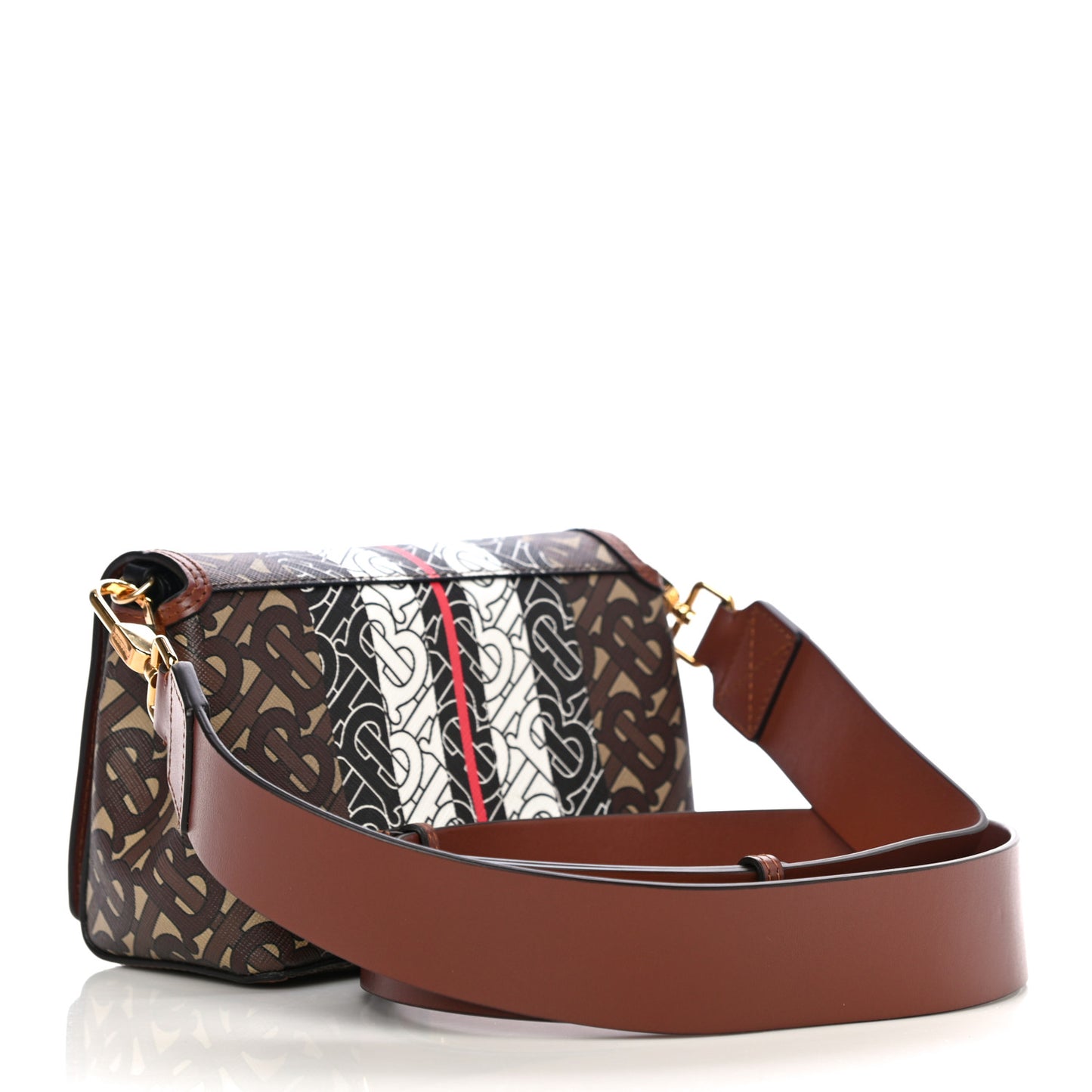 E-Canvas Monogram Stripe Hackberry Crossbody Bag Bridle Brown