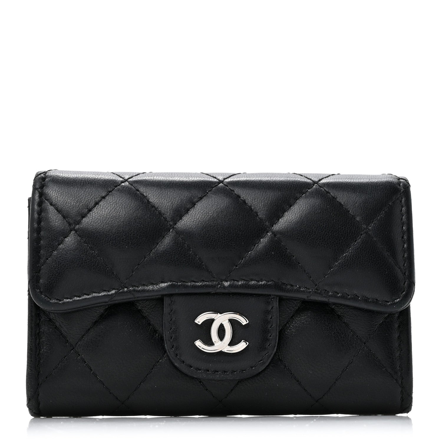 Chanel Lambskin Quilted Flap Card Holder Wallet Black 1 of 13