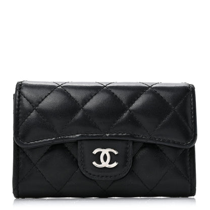 Chanel Lambskin Quilted Flap Card Holder Wallet Black 1 of 13