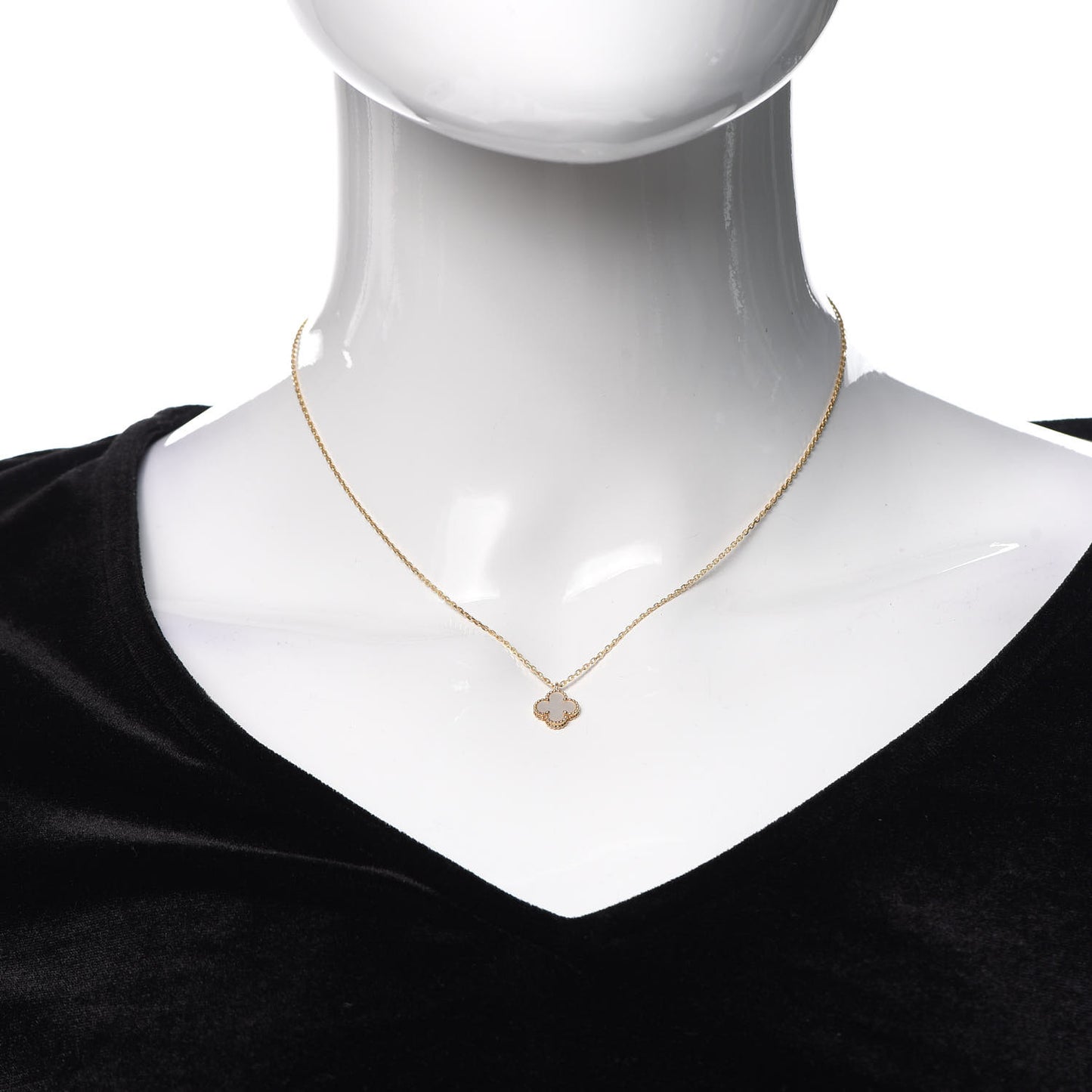 18K Yellow Gold Mother of Pearl Sweet Alhambra Pendant Necklace