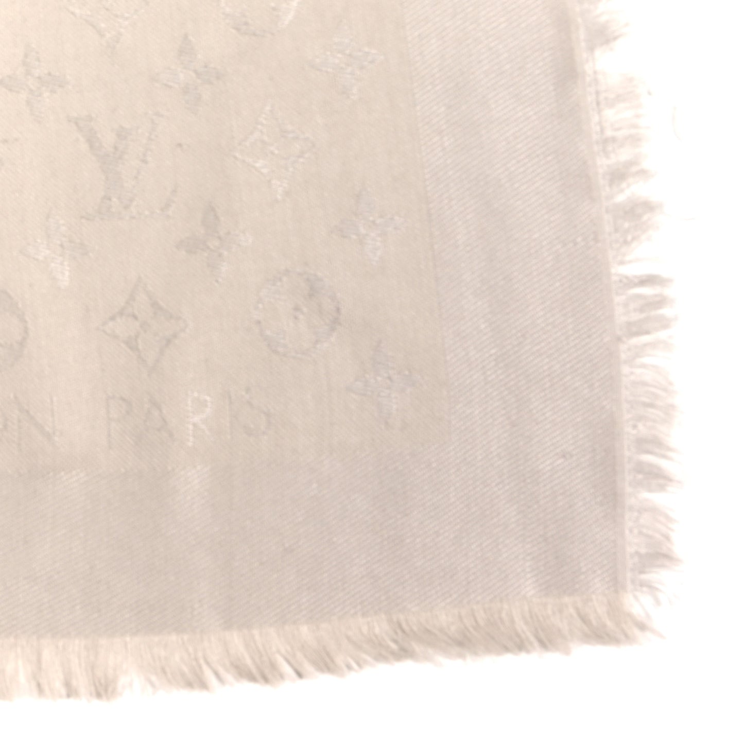 Silk Wool Monogram Shawl Greige