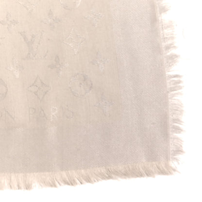 Louis Vuitton Silk Wool Monogram Shawl Greige 2 of 4