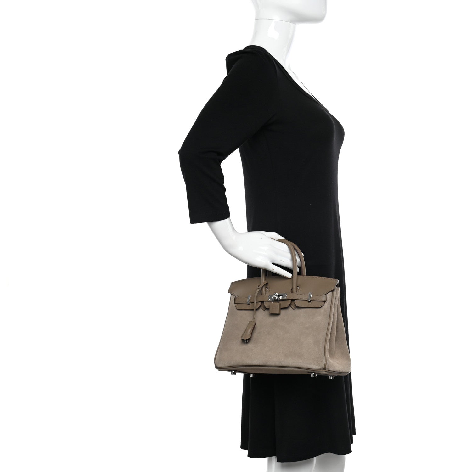 Hermes Veau Doblis Swift Grizzly Birkin 25 Etoupe 2 of 10