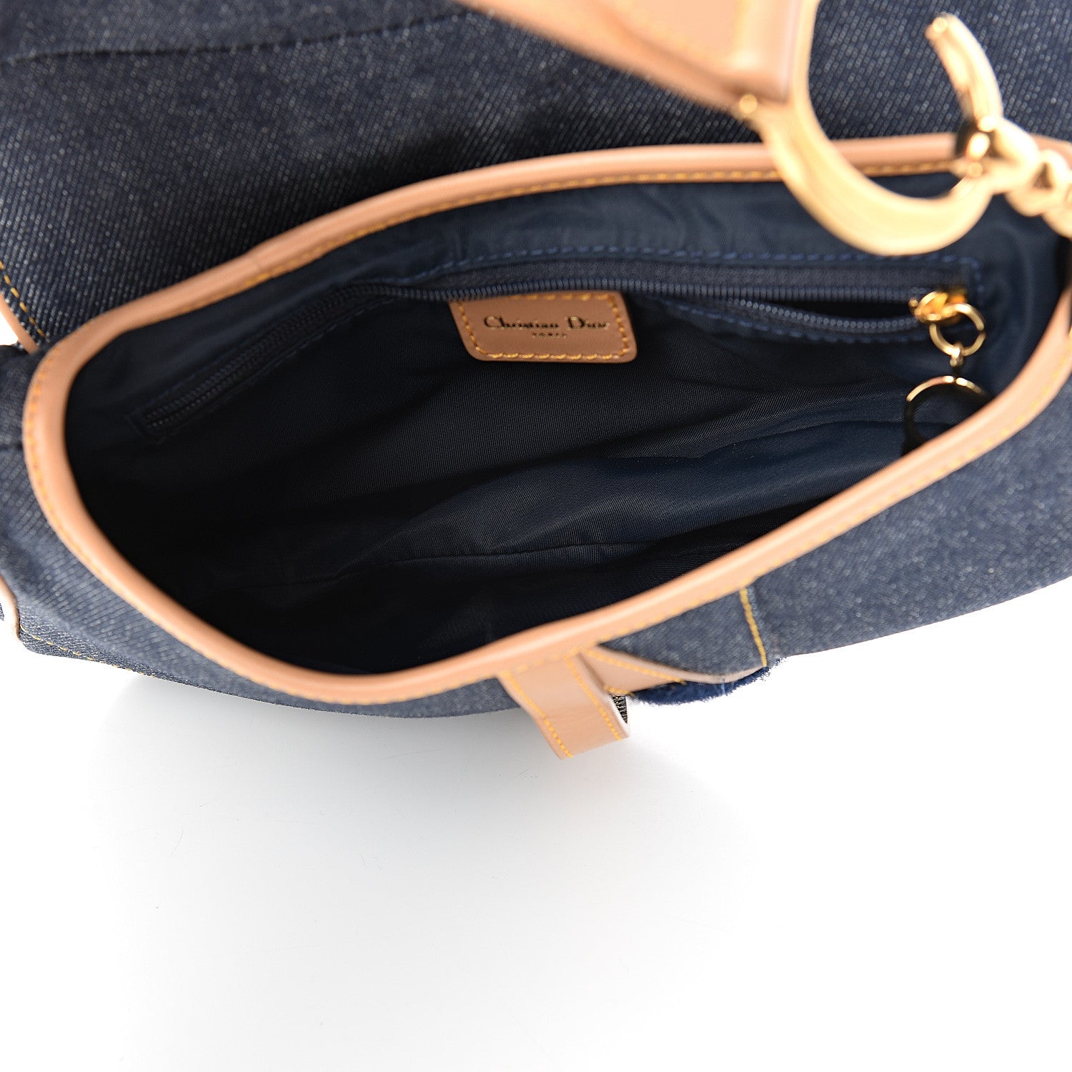 Christian Dior Denim Calfskin Saddle Bag Blue 4 of 10