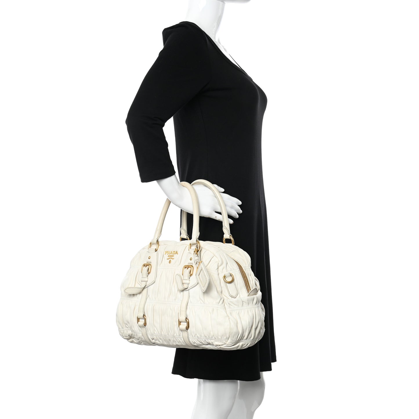 Nappa Gaufre Shopping Satchel White