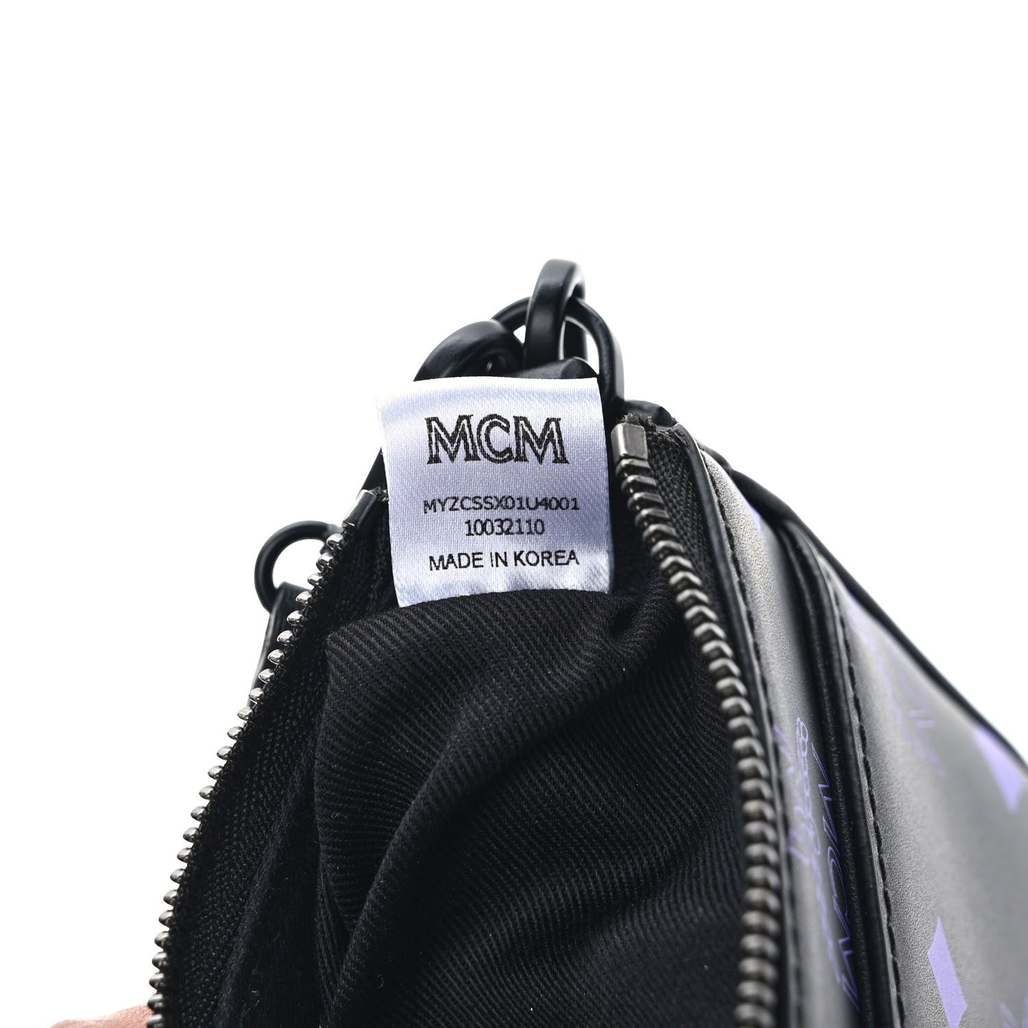 MCM Calfskin Visetos Color Splash Logo Pouch On Chain Mini Dahlia Purple 6 of 9