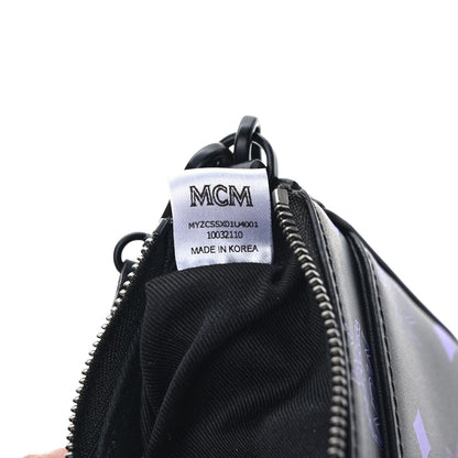 MCM Calfskin Visetos Color Splash Logo Pouch On Chain Mini Dahlia Purple 6 of 9