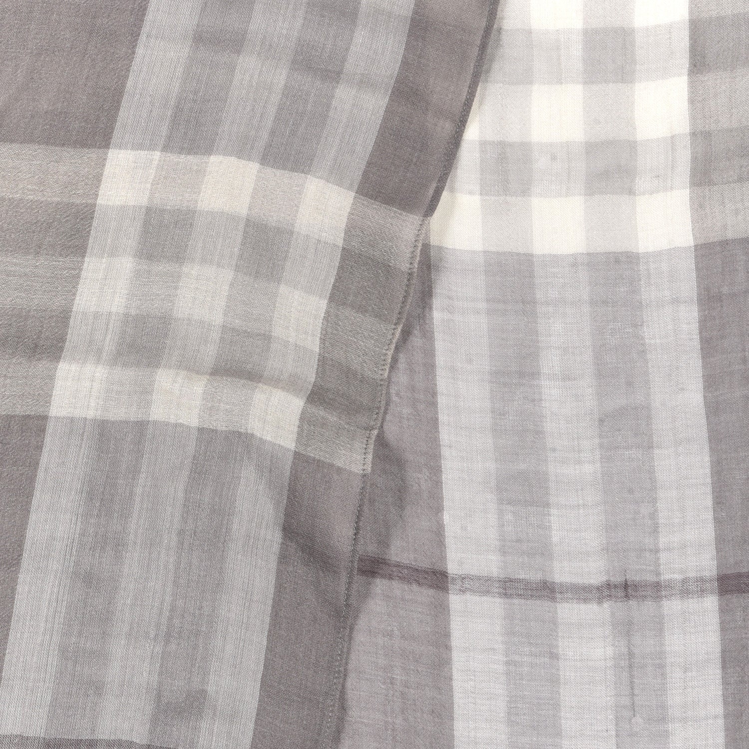 Burberry Wool Silk Gauze Giant Check Lightweight Scarf Grey 3 of 5