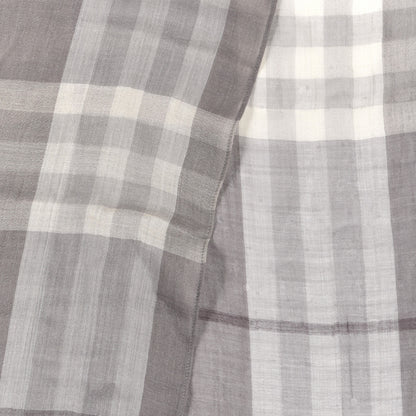 Burberry Wool Silk Gauze Giant Check Lightweight Scarf Grey 3 of 5