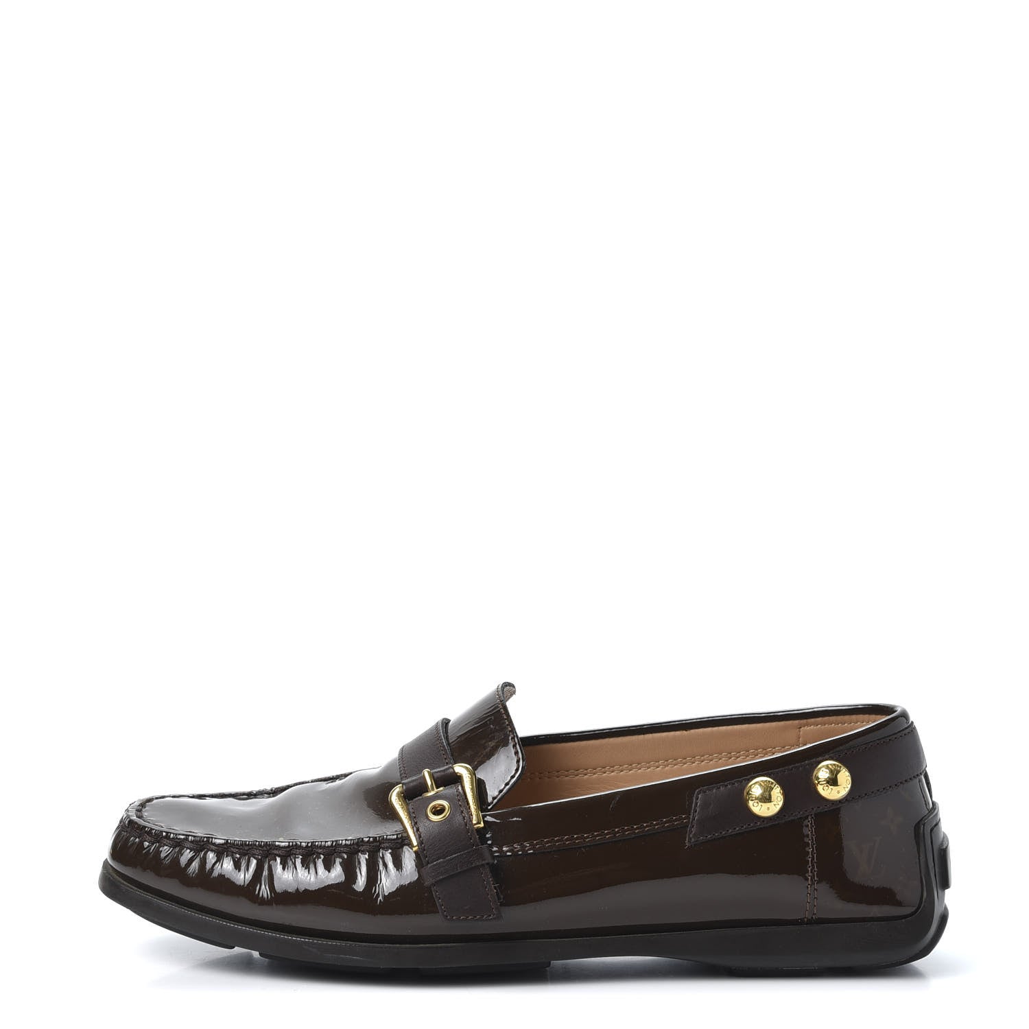 Louis Vuitton Monogram Patent Loafers 37.5 Brown 1 of 10