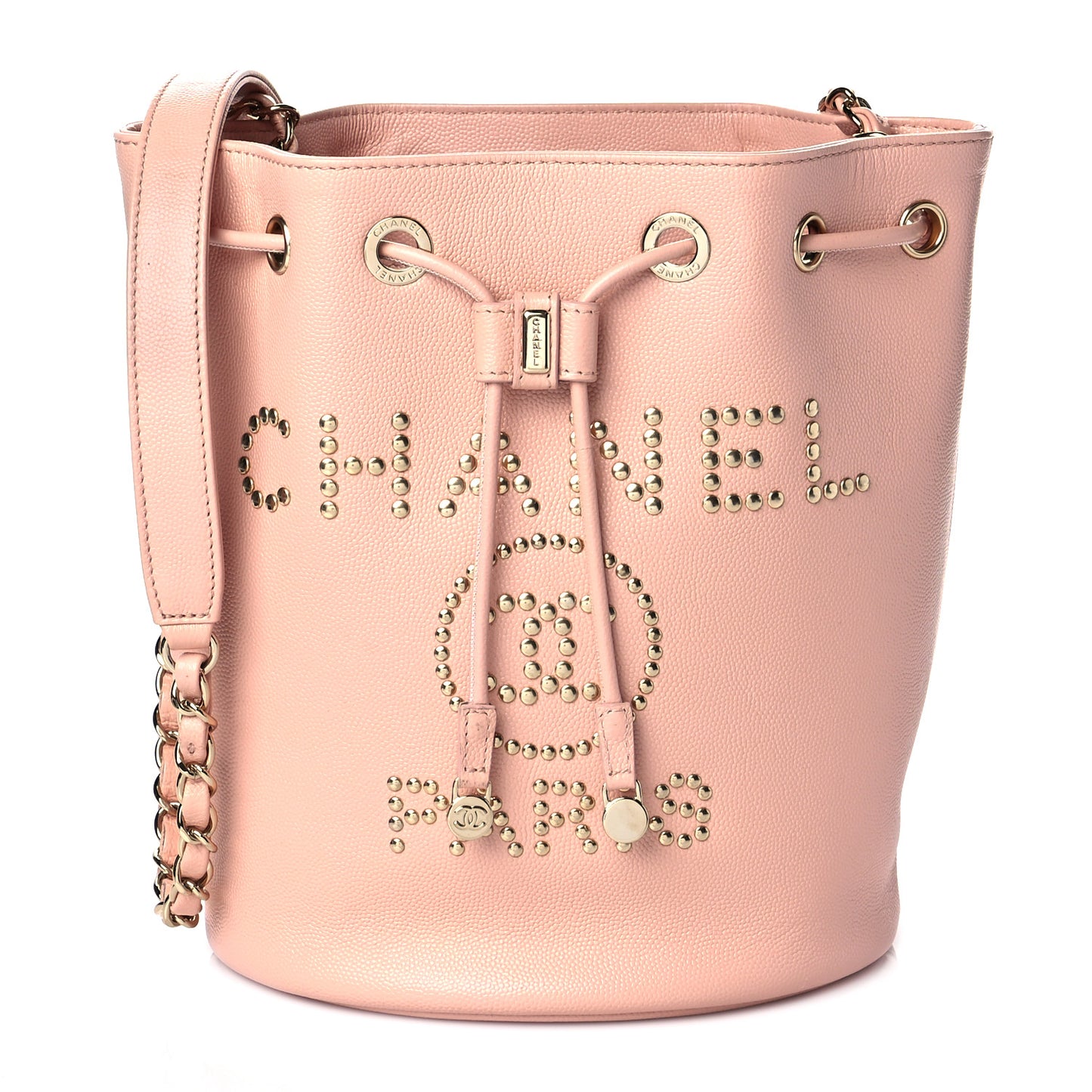 Caviar Deauville Drawstring Bucket Bag Light Pink