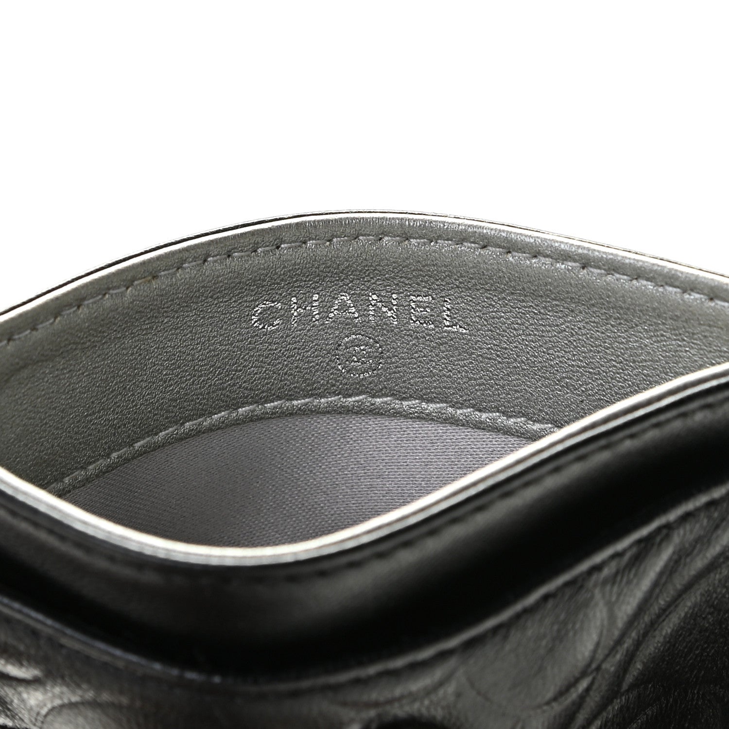 Chanel Lambskin Camellia Stitched Card Holder Black 6 of 8