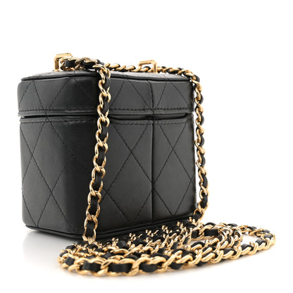 Chanel Lambskin Quilted Vanity Clutch With Chain Black 3 of 11