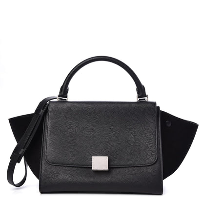 Celine Drummed Calfskin Suede Small Trapeze Black 1 of 7