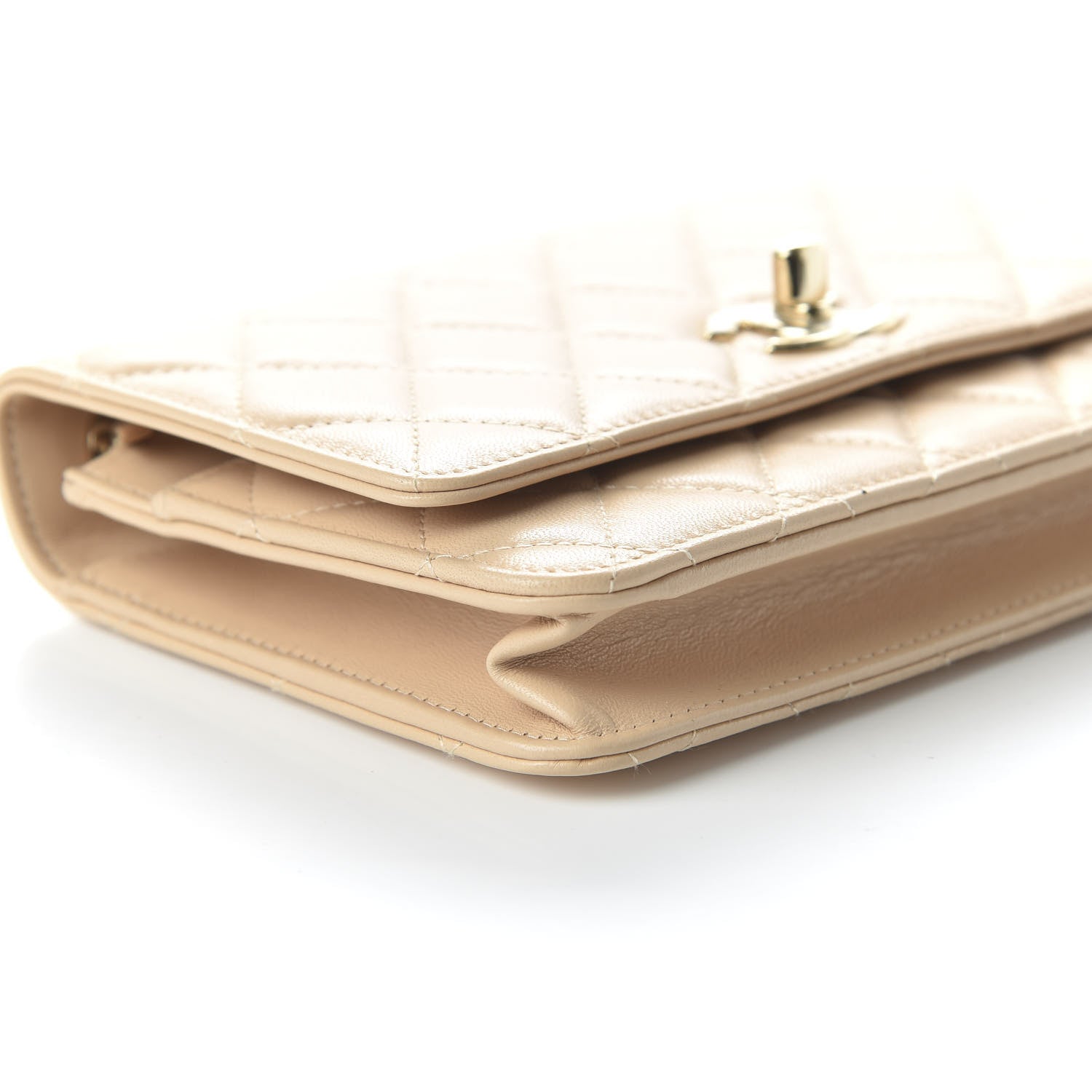 Chanel Lambskin Quilted Trendy CC Wallet On Chain WOC Beige 5 of 11