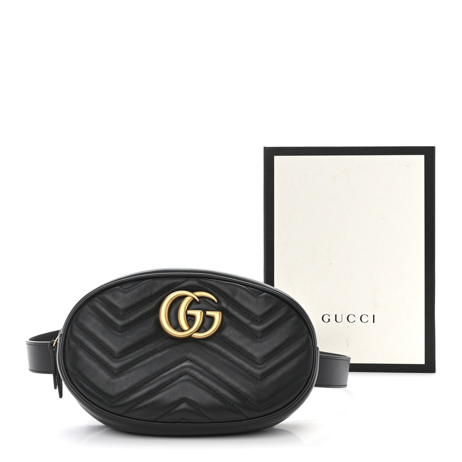Gucci Calfskin Matelasse GG Marmont Belt Bag 105 42 Black 3 of 11
