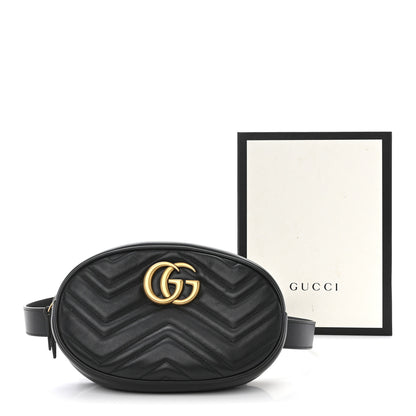 Gucci Calfskin Matelasse GG Marmont Belt Bag 105 42 Black 3 of 11