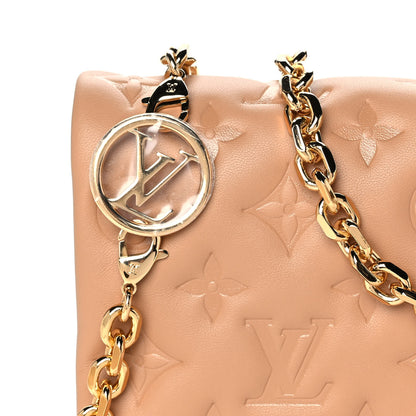 Louis Vuitton Lambskin Embossed Monogram Pochette Coussin Camel 7 of 10