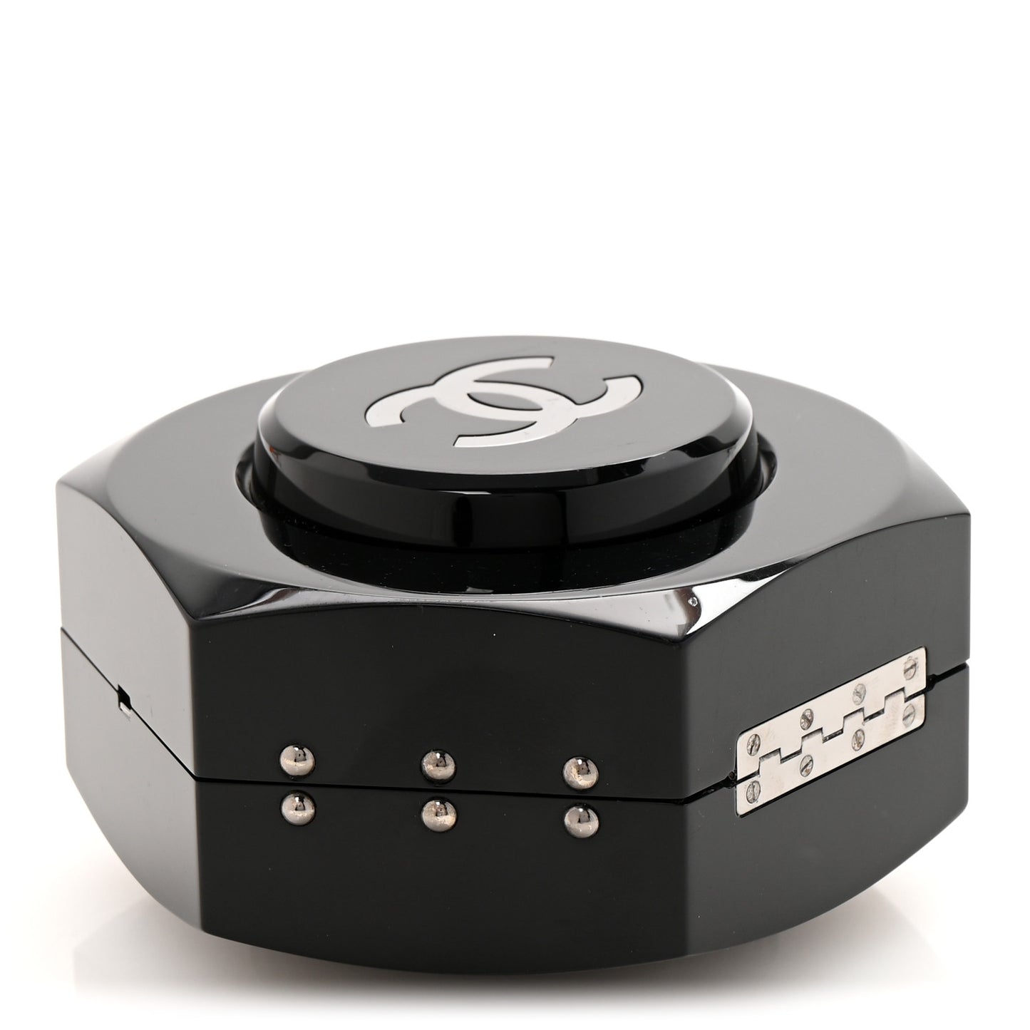 Plexiglass Octagon CC Minaudiere Clutch Black
