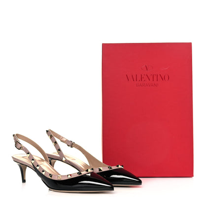 Valentino Garavani Patent Nappa Rockstud Half D'Orsay Slingback 50mm Pumps 39 Black Poudre 8 of 8