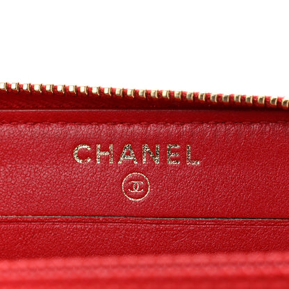 Chanel Caviar Quilted Medium Filigree Zip Around Wallet Dark Red 6 of 10
