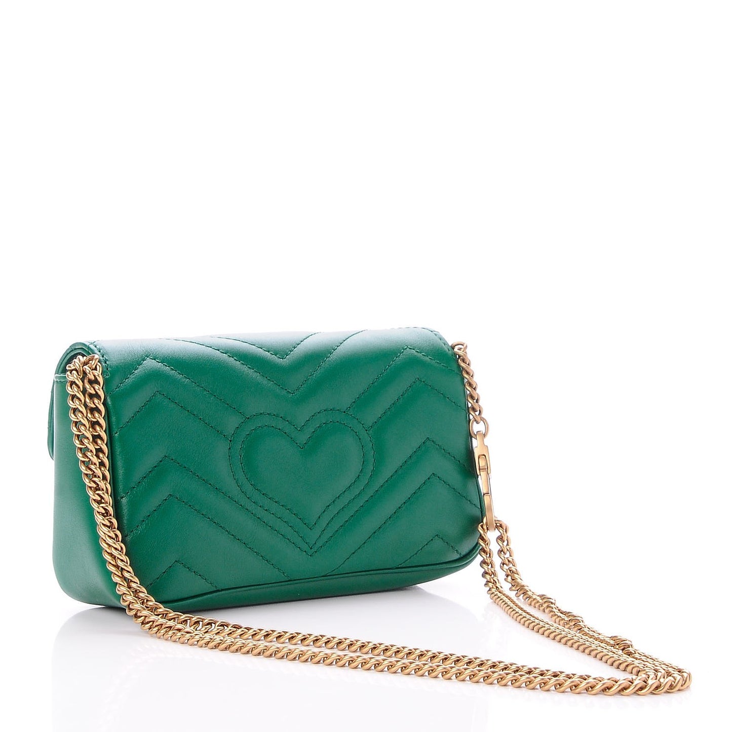 Calfskin Matelasse Super Mini GG Marmont Shoulder Bag Emerald Green
