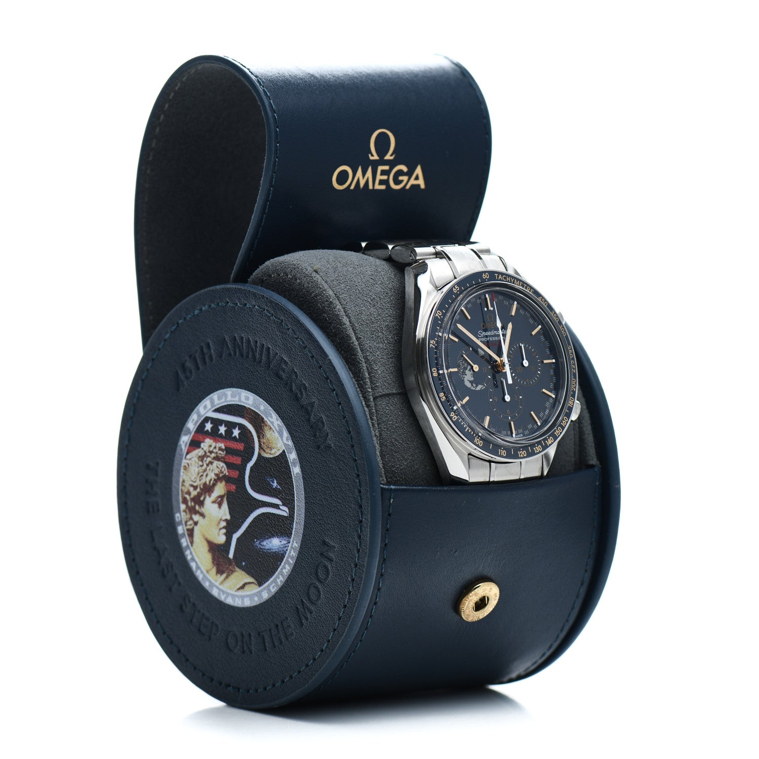 Omega Stainless Steel 42mm Speedmaster Co-Axial Apollo XVII Moonwatch Chronograph Manual Winding Watch Blue 311.30.42.30.03.001 5 of 5
