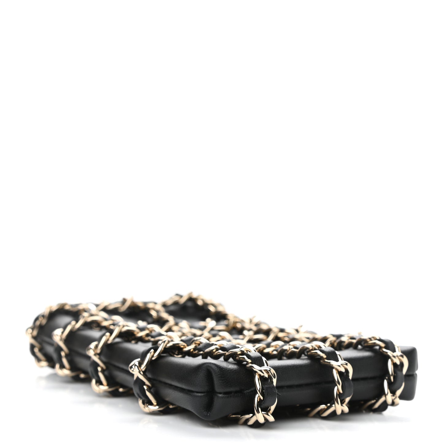Lambskin Tech Me Out Clutch With Chain Black