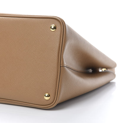 Prada Saffiano Cuir Medium Double Bag Caramel Fuoco 9 of 10